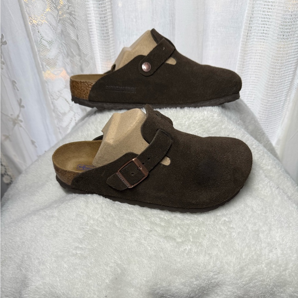 Birkenstock Boston Brown Suede Clogs